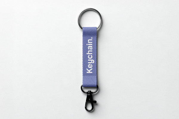 Free Strap Keychain Mockup with Carabiner PSD Template