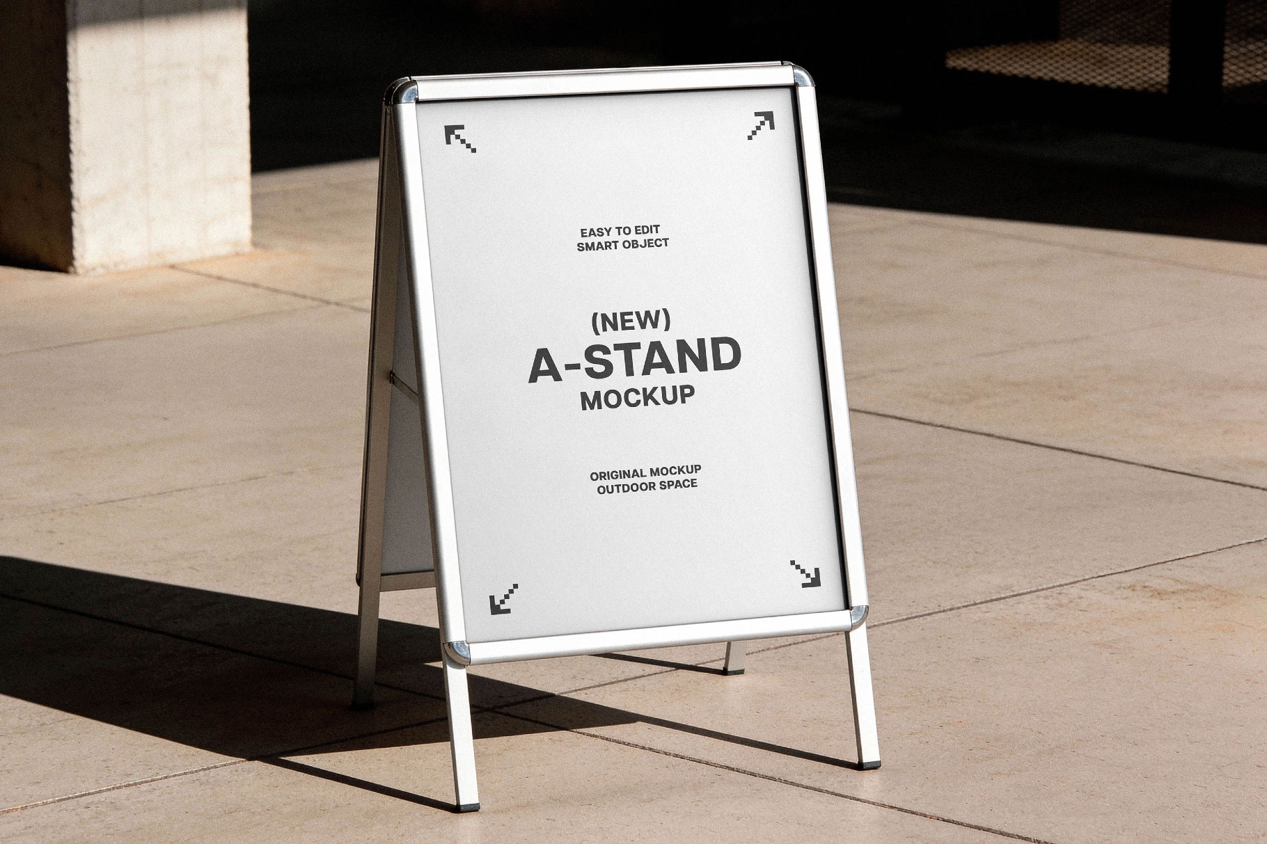 Free Street Level Folding Sign Mockup PSD Template