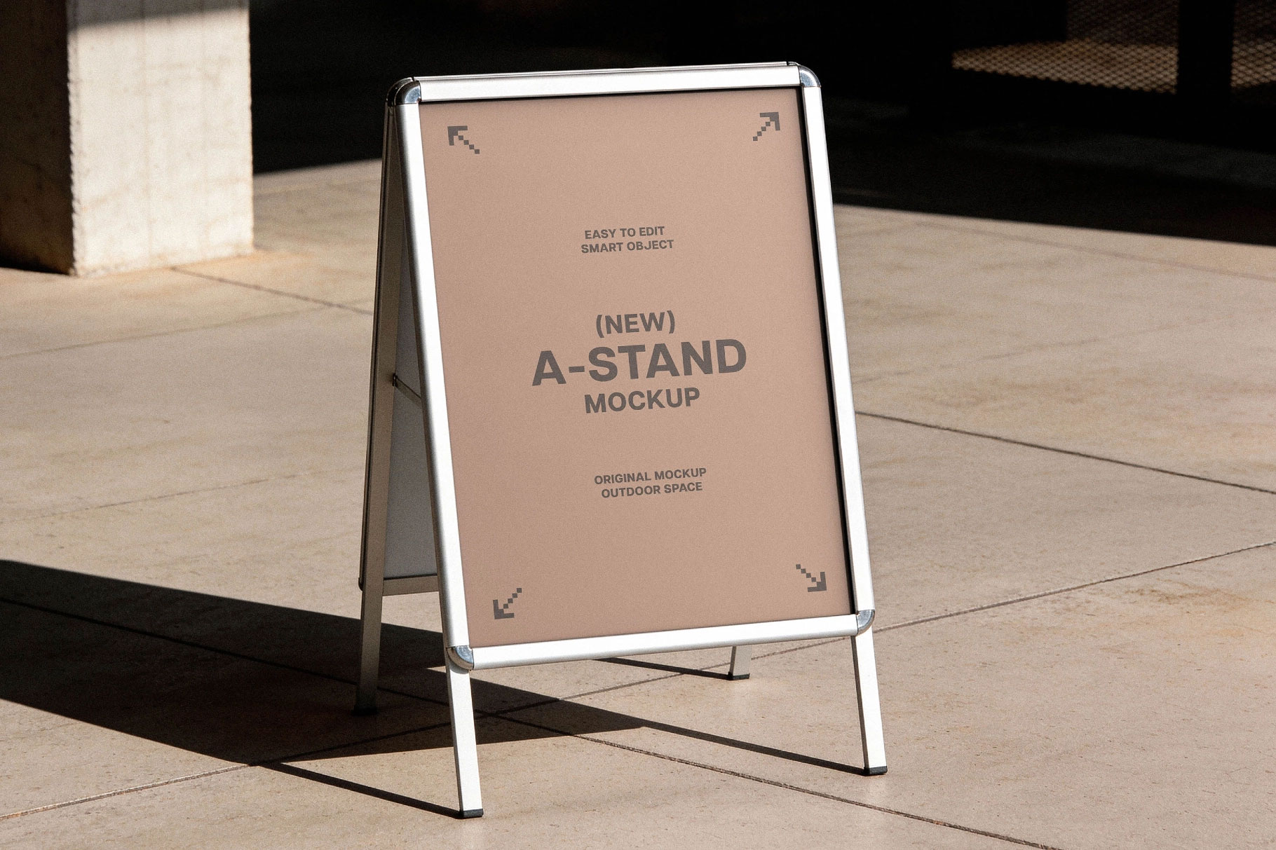 Free Street Level Folding Sign Mockup PSD Template