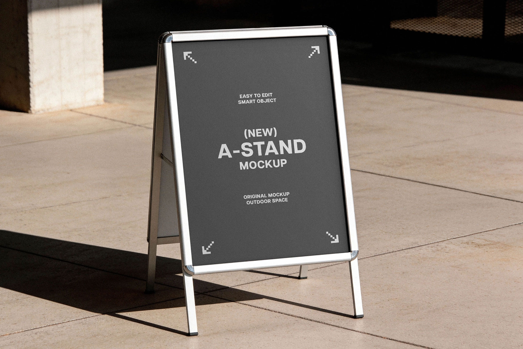 Free Street Level Folding Sign Mockup PSD Template