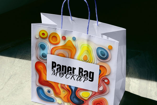 Free Sunny Paper Bag Mockup PSD Template