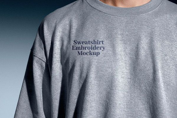 Free Sweatshirt Embroidery Mockup PSD Template