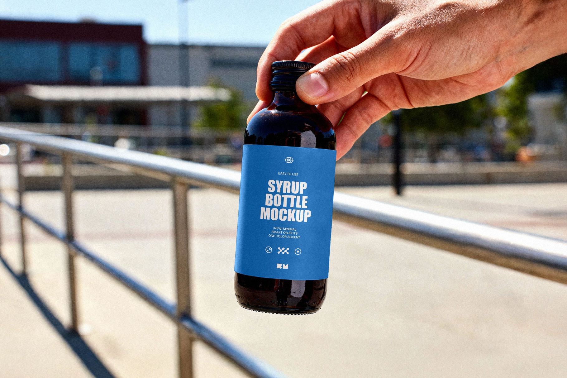 Free Syrup Bottle Mockup PSD Template