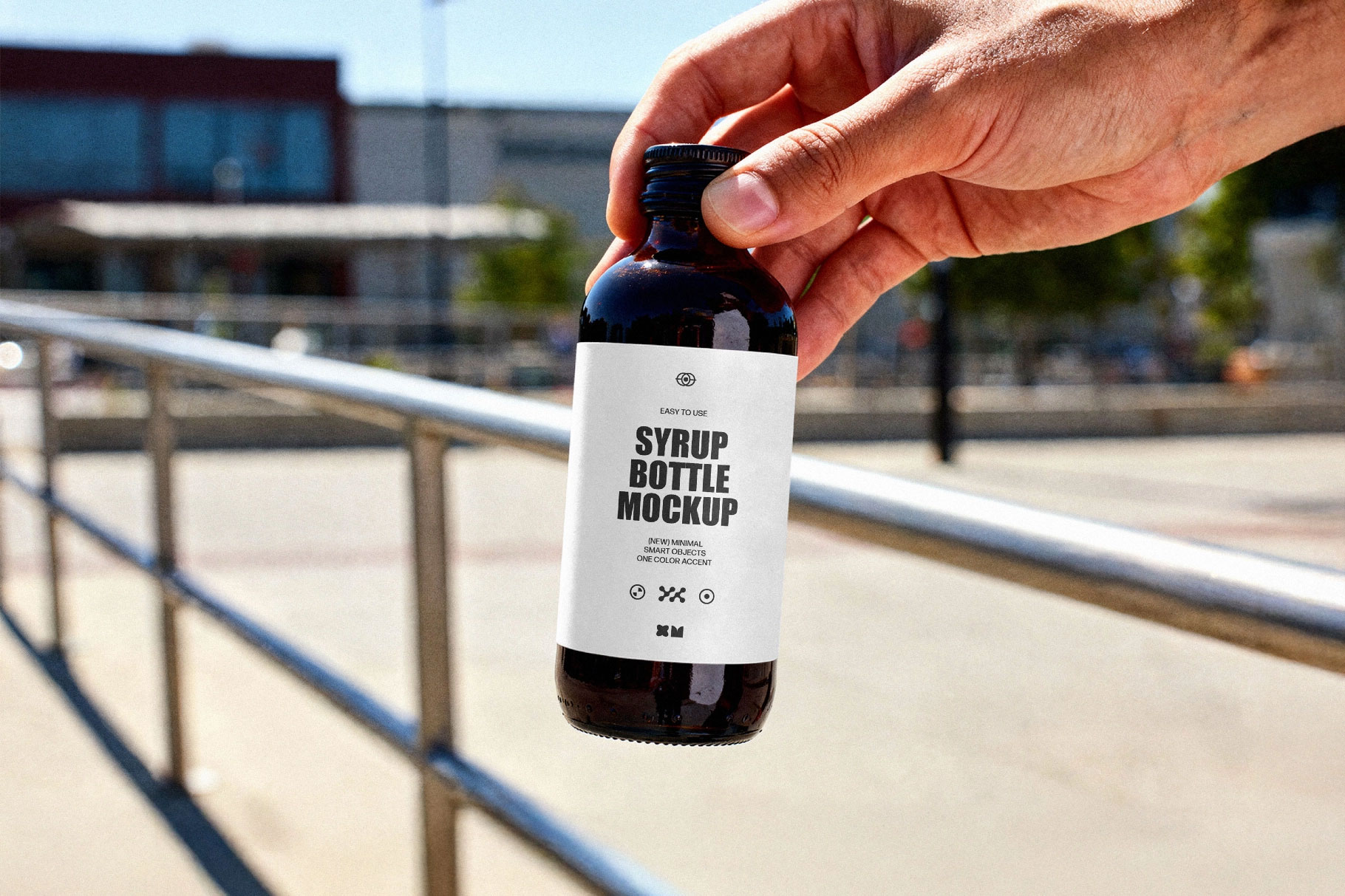 Free Syrup Bottle Mockup PSD Template