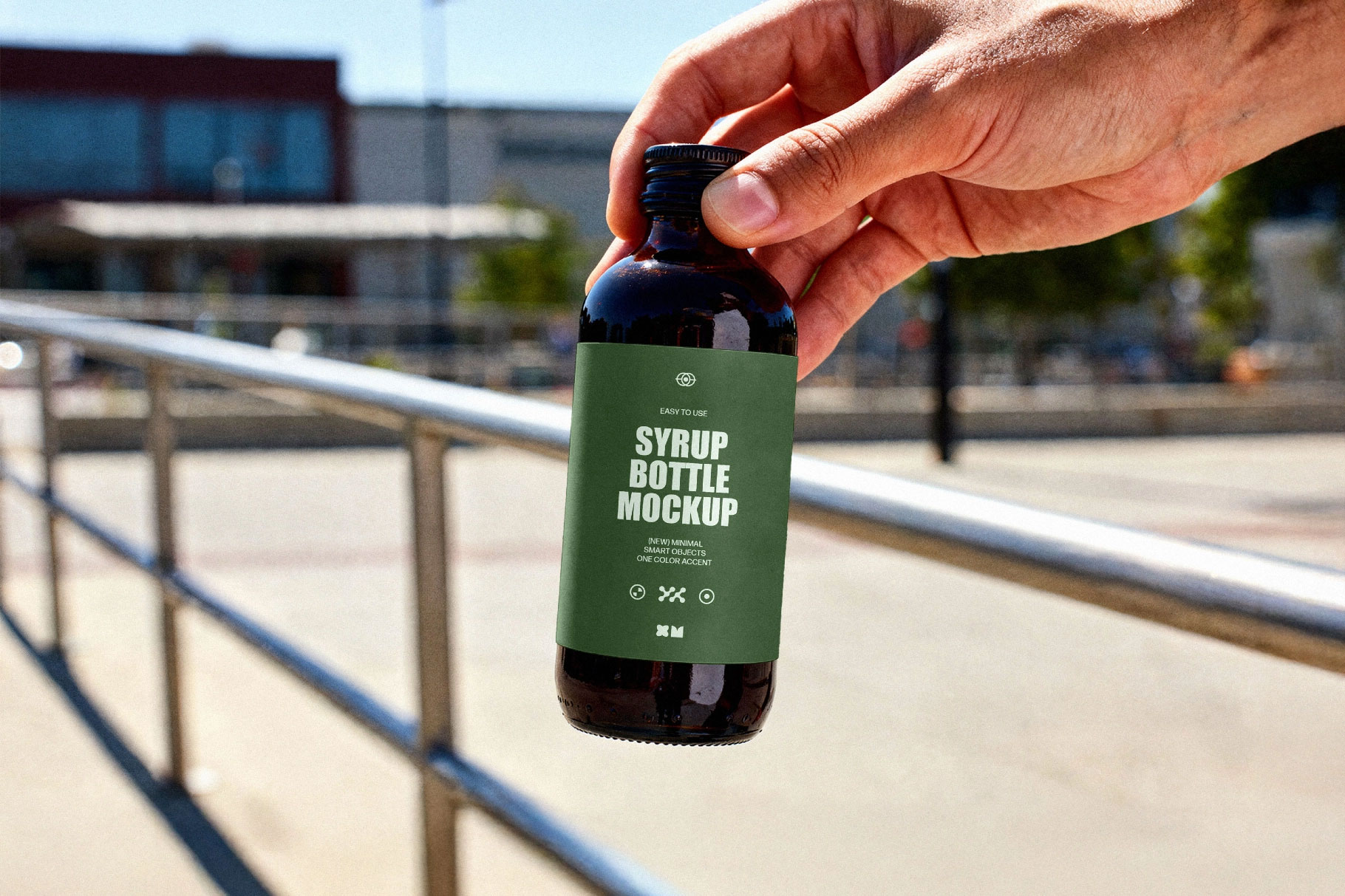 Free Syrup Bottle Mockup PSD Template