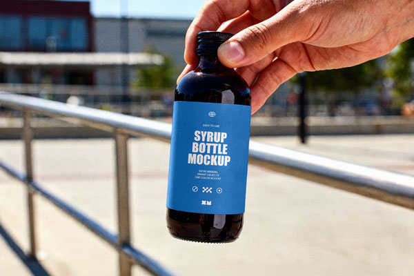 Free Syrup Bottle Mockup PSD Template