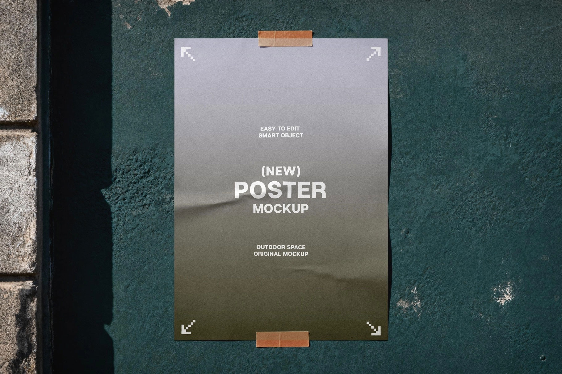 Free Taped Wall Poster Mockup PSD Template