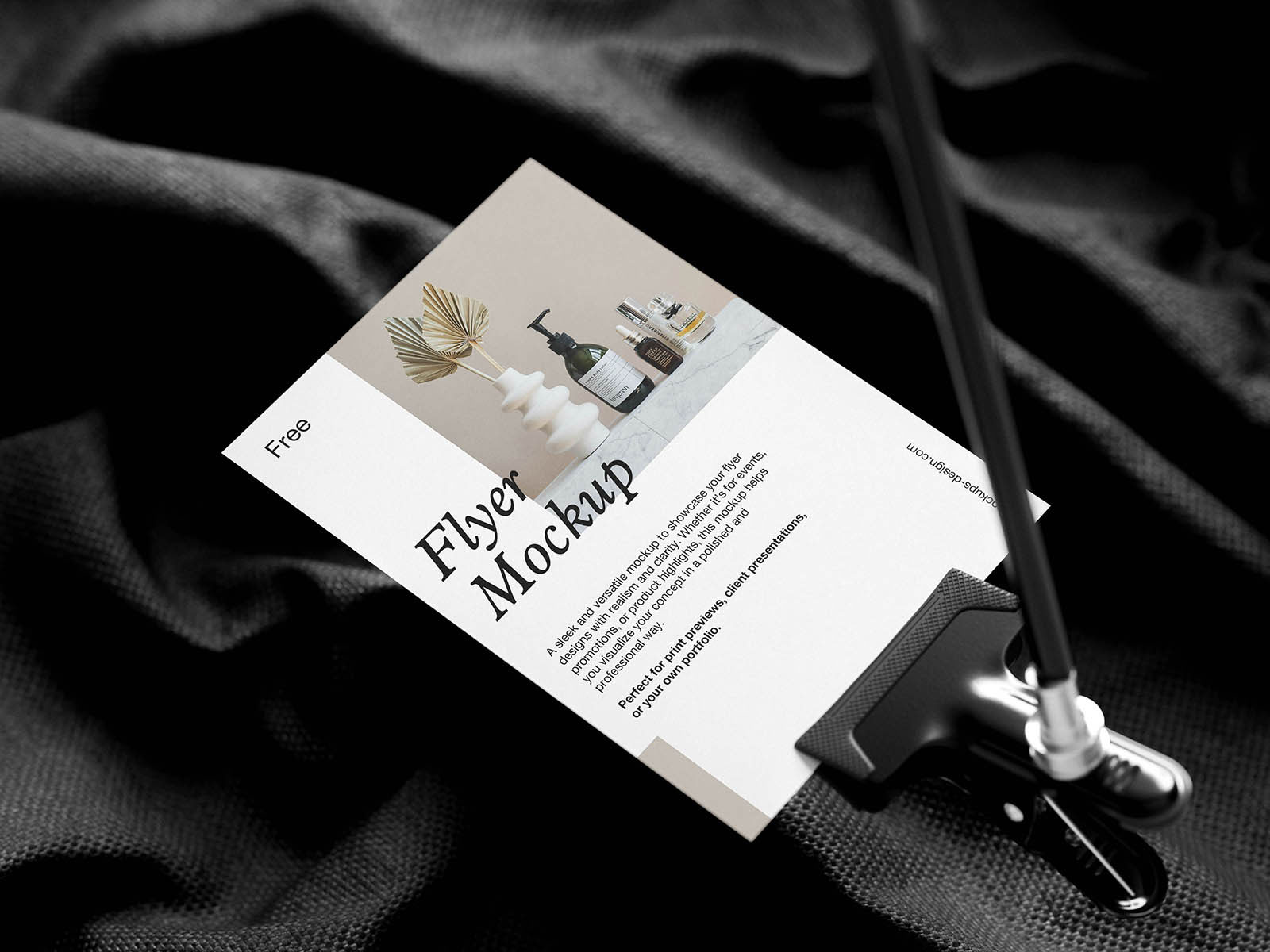Free Textile Background Flyer Mockup PSD Template