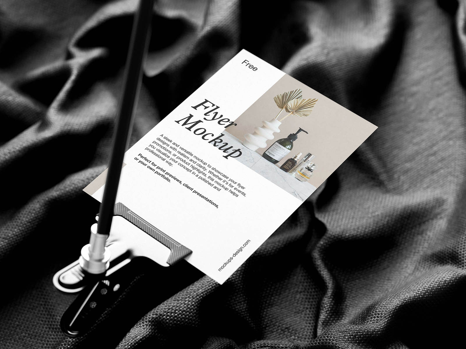 Free Textile Background Flyer Mockup PSD Template