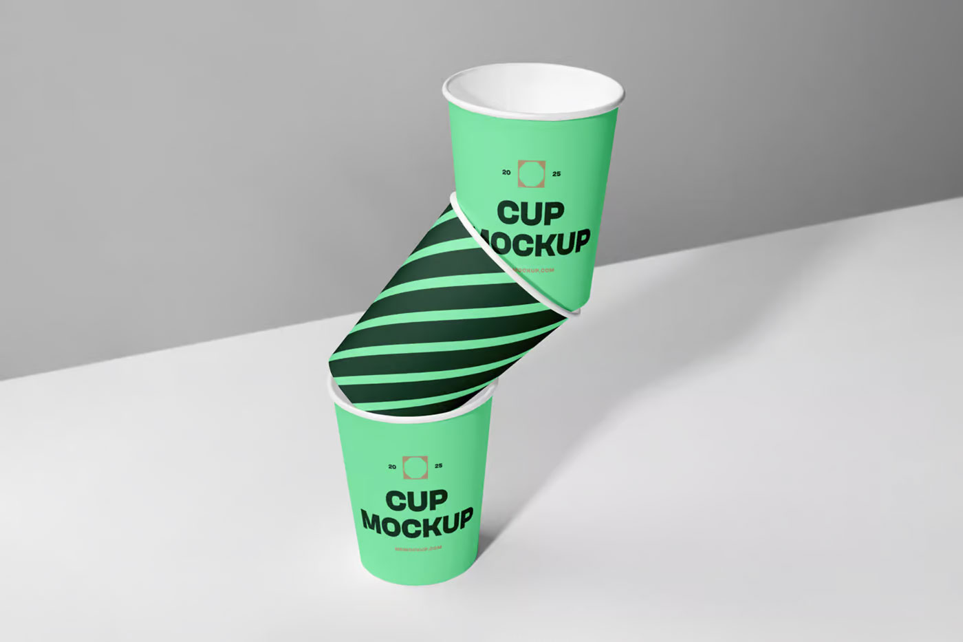 Free Three Paper Cups Mockup PSD Template