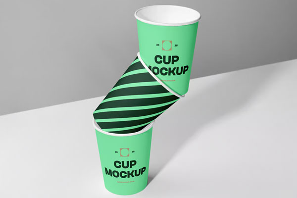 Free Three Paper Cups Mockup PSD Template