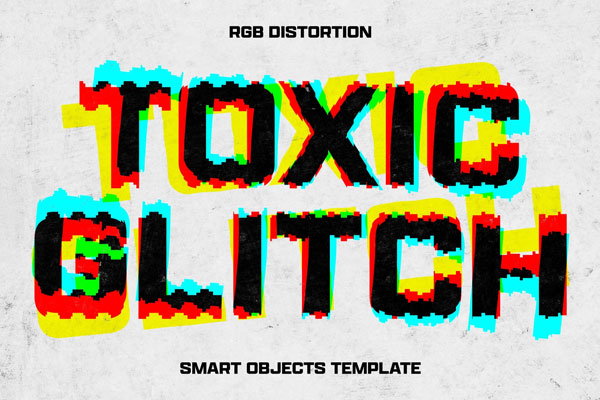 Free Toxic Glitch Text Effect / Logo Mockup PSD Template