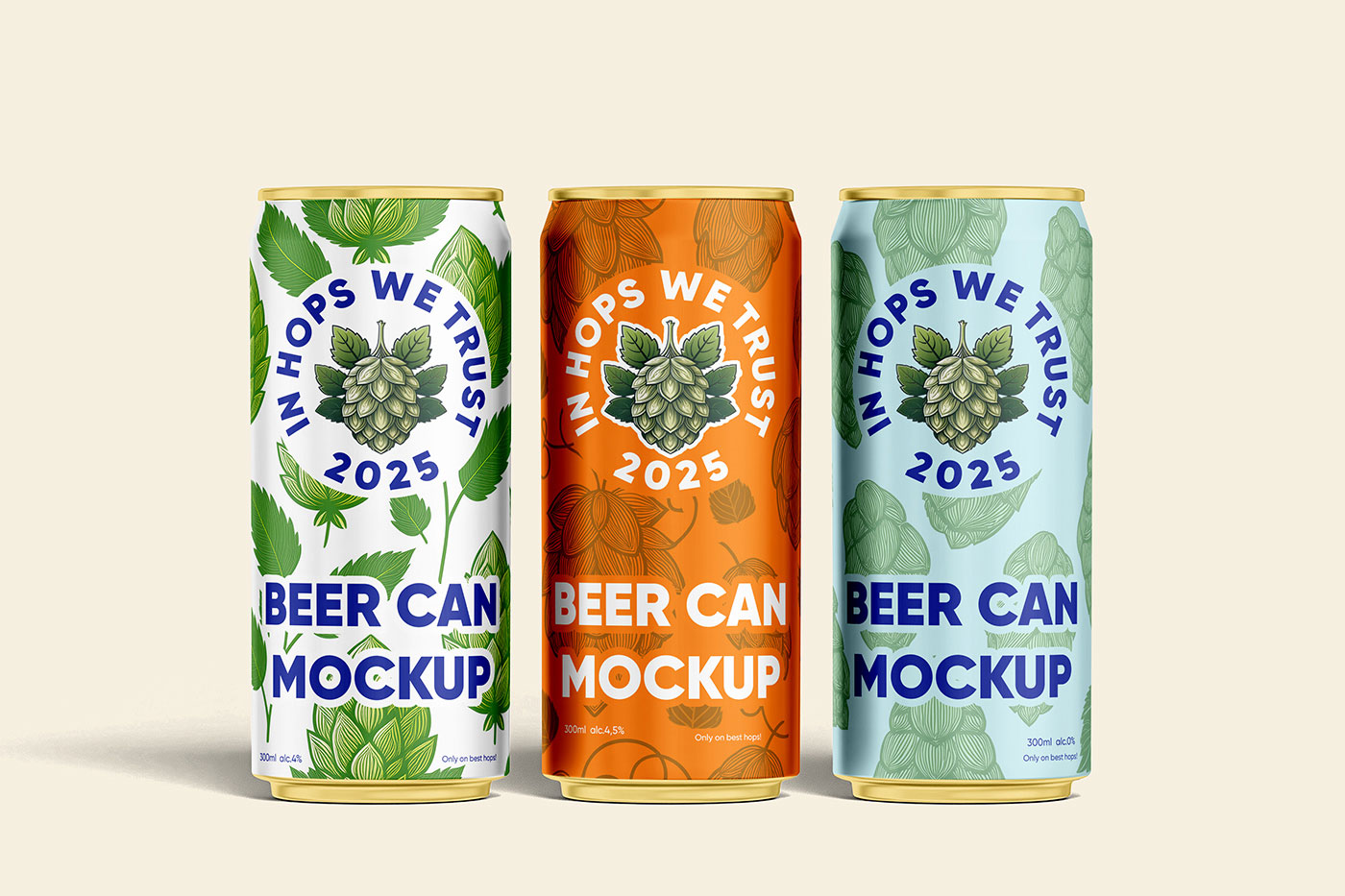 Free Triple Drink Can Mockup PSD Template