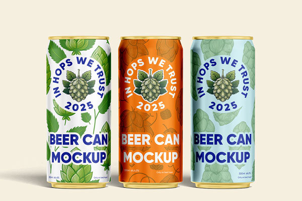 Free Triple Drink Can Mockup PSD Template