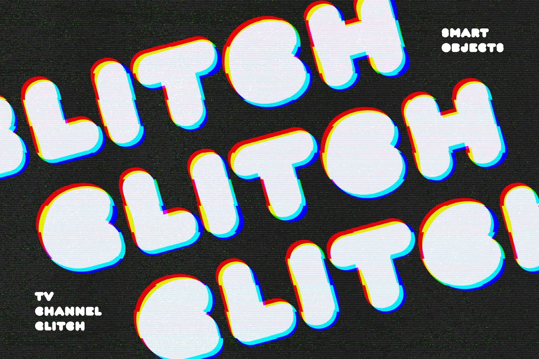 Free TV Channel Glitch Effect / Logo Mockup PSD Template