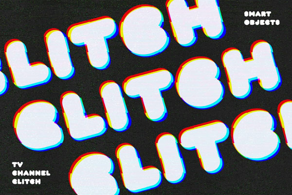 Free TV Channel Glitch Effect / Logo Mockup PSD Template