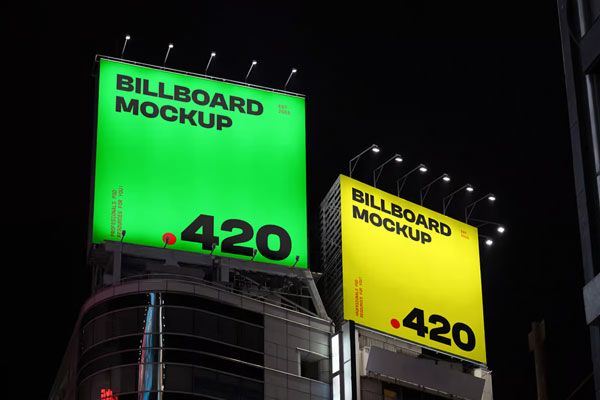 Free Two Big Billboards Mockup PSD Template