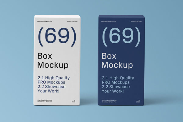 Free Two Front View Boxes Mockups PSD Template