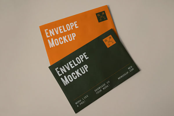 Free Two Lying Paper Envelope Mockups PSD Template