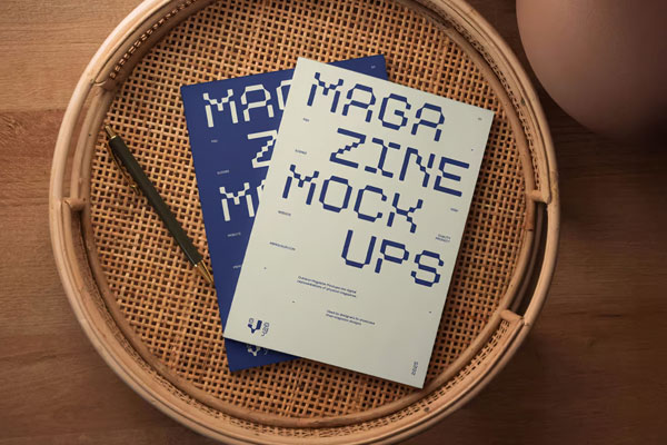 Free Two Magazine Cover Mockups PSD Template