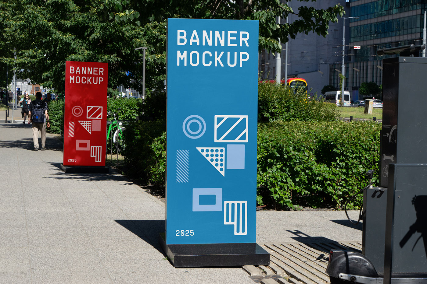 Free Two Vertical Banner Mockups PSD Template