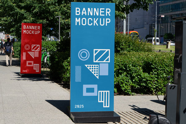 Free Two Vertical Banner Mockups PSD Template