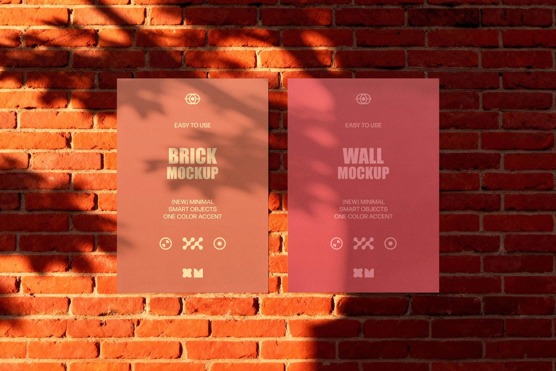 Free Urban Brick Wall Posters Mockup PSD Template