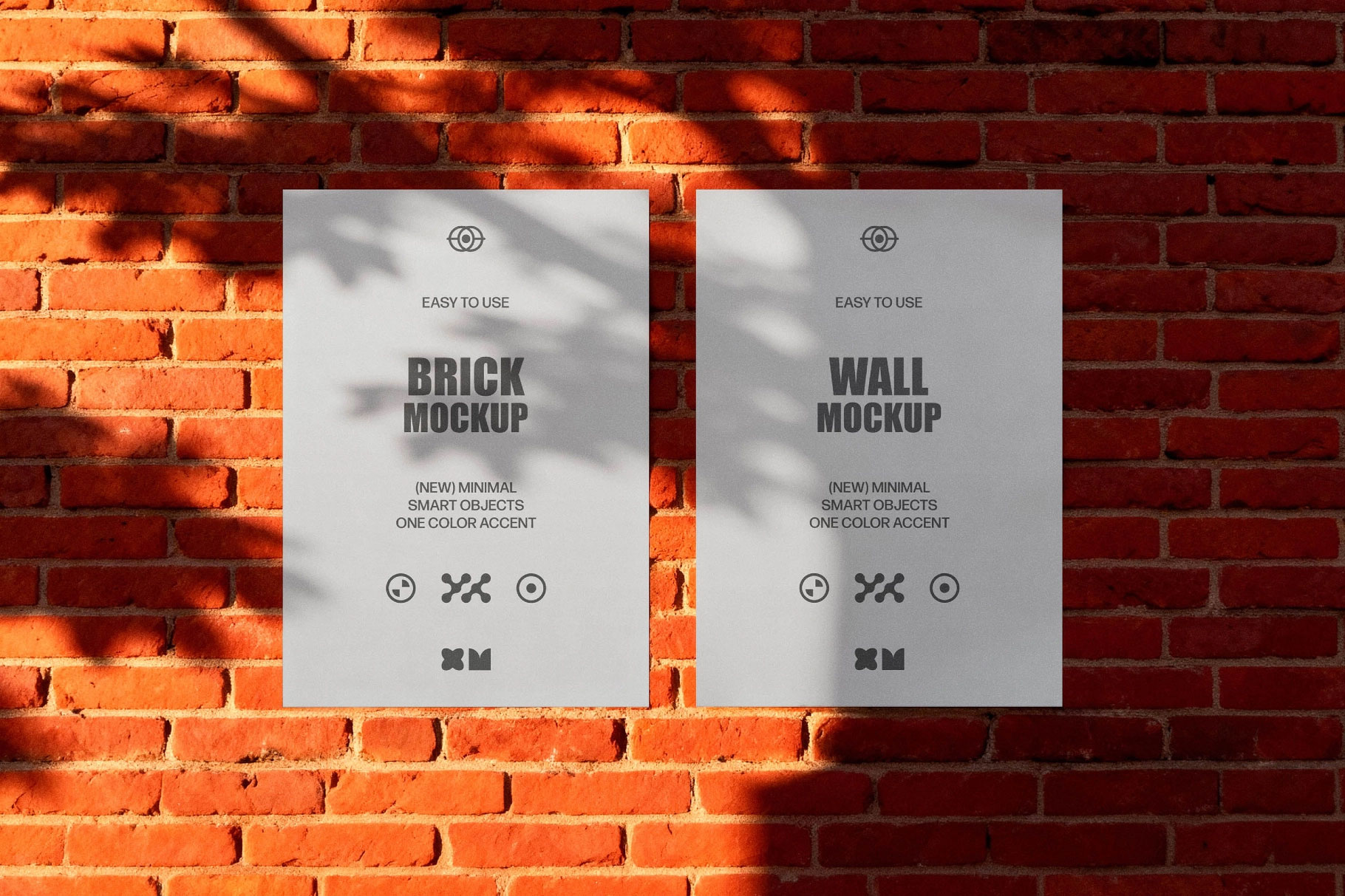 Free Urban Brick Wall Posters Mockup PSD Template
