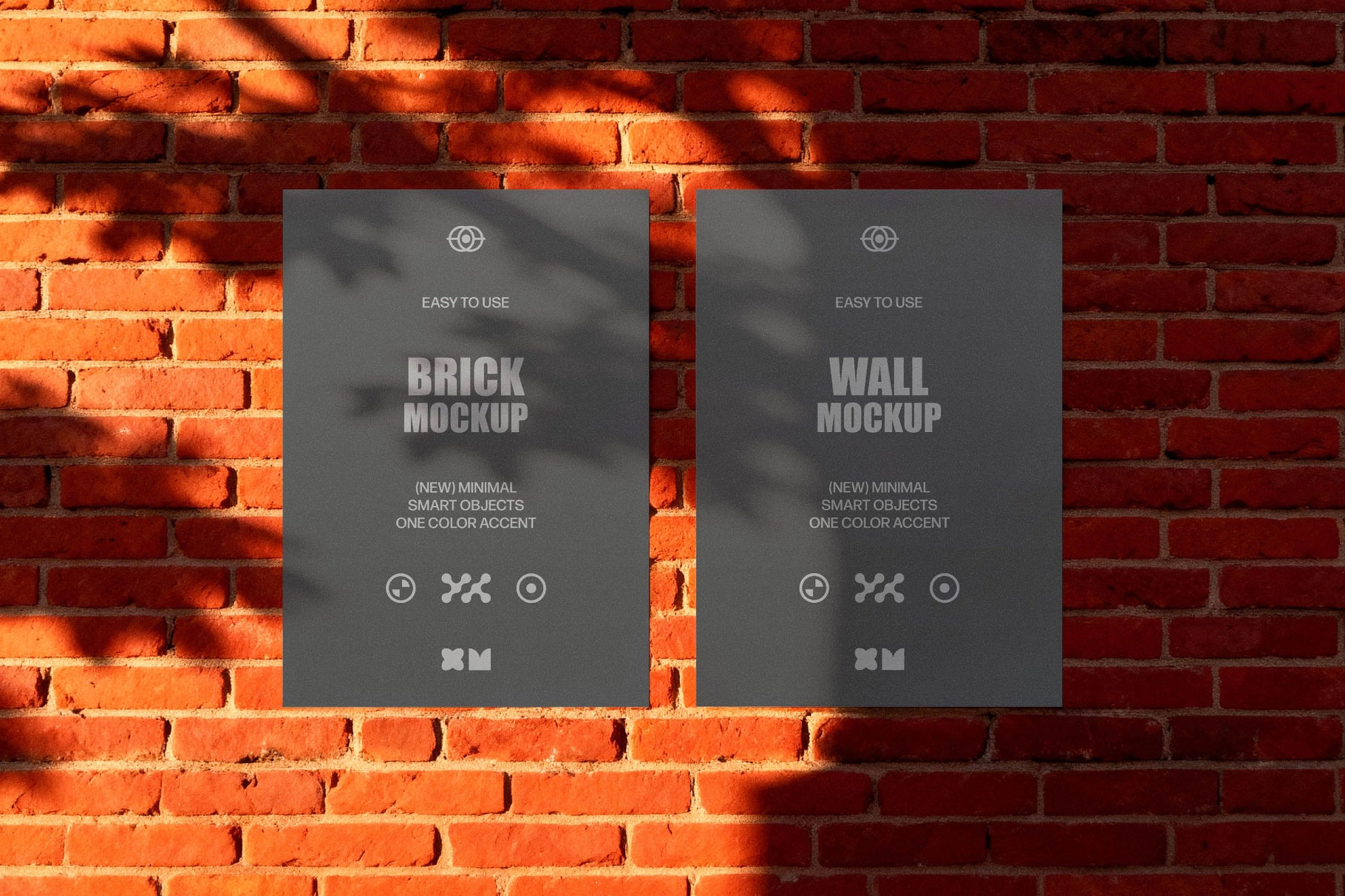 Free Urban Brick Wall Posters Mockup PSD Template