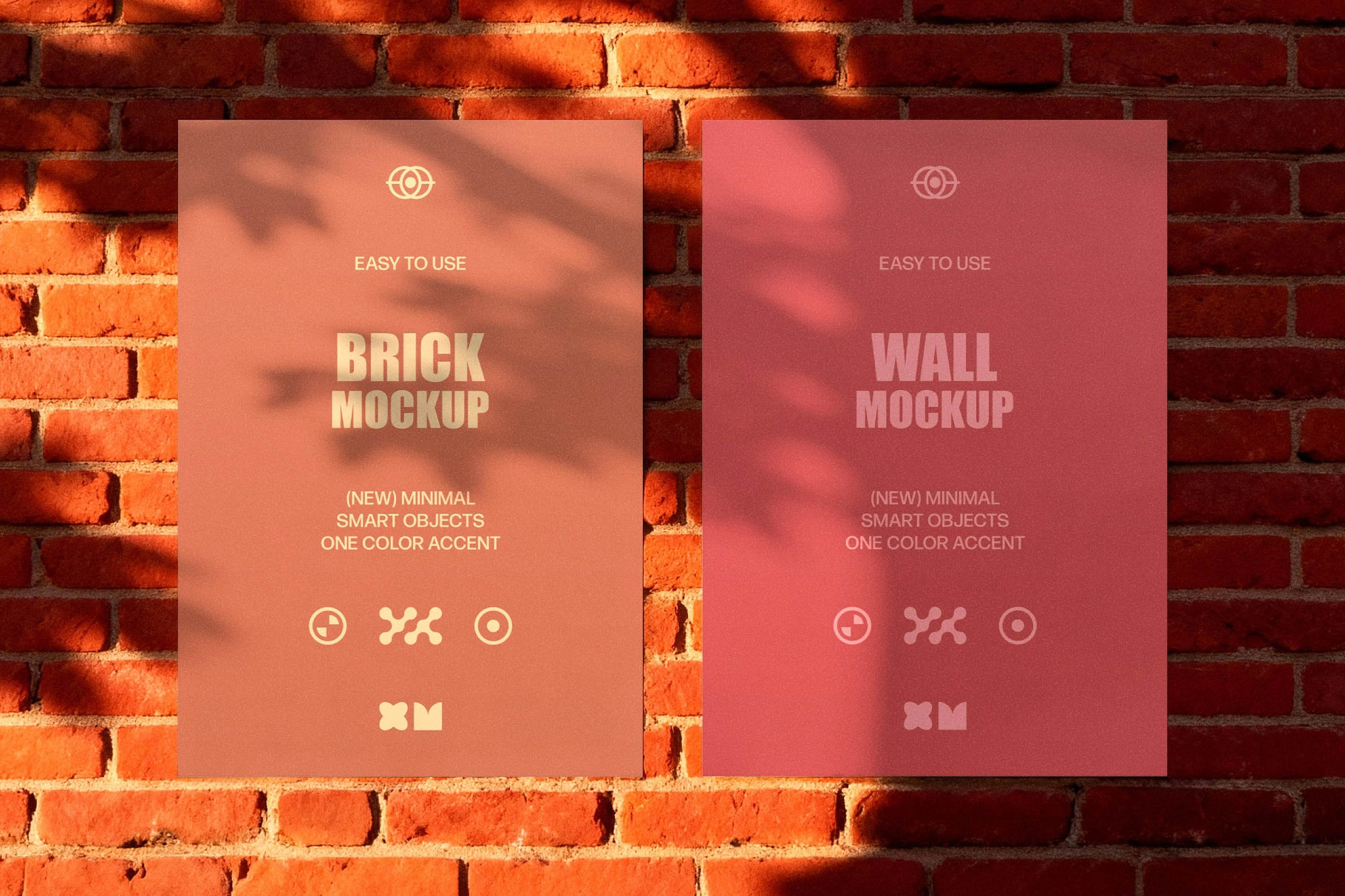Free Urban Brick Wall Posters Mockup PSD Template