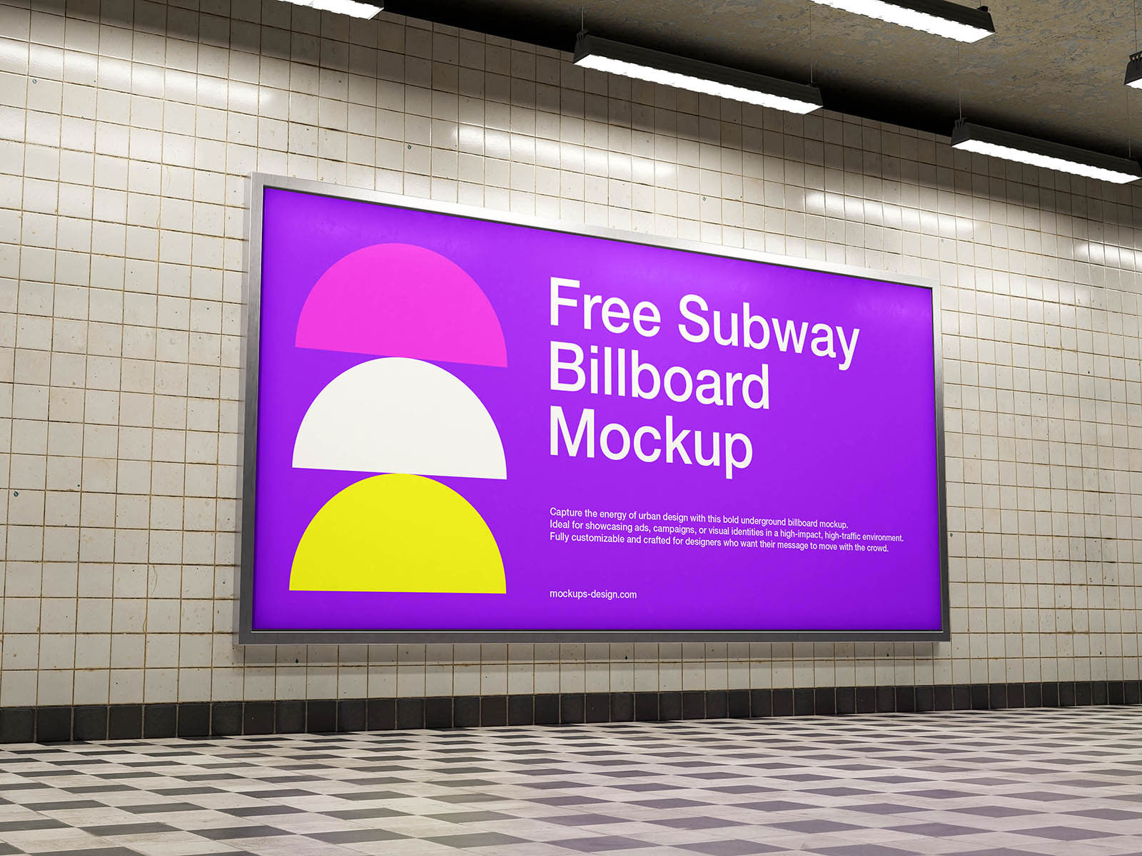 Free Urban Subway Billboard Mockup PSD Template