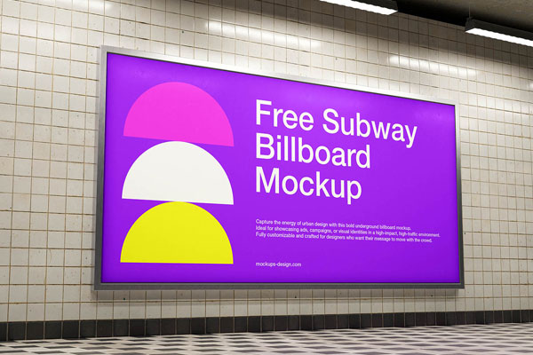 Free Urban Subway Billboard Mockup PSD Template