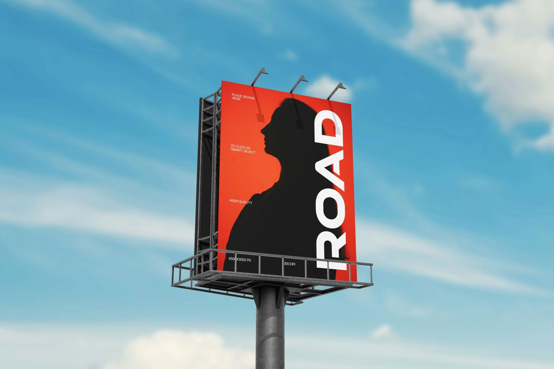 Free Vertical Billboard Outdoor Mockup PSD Template