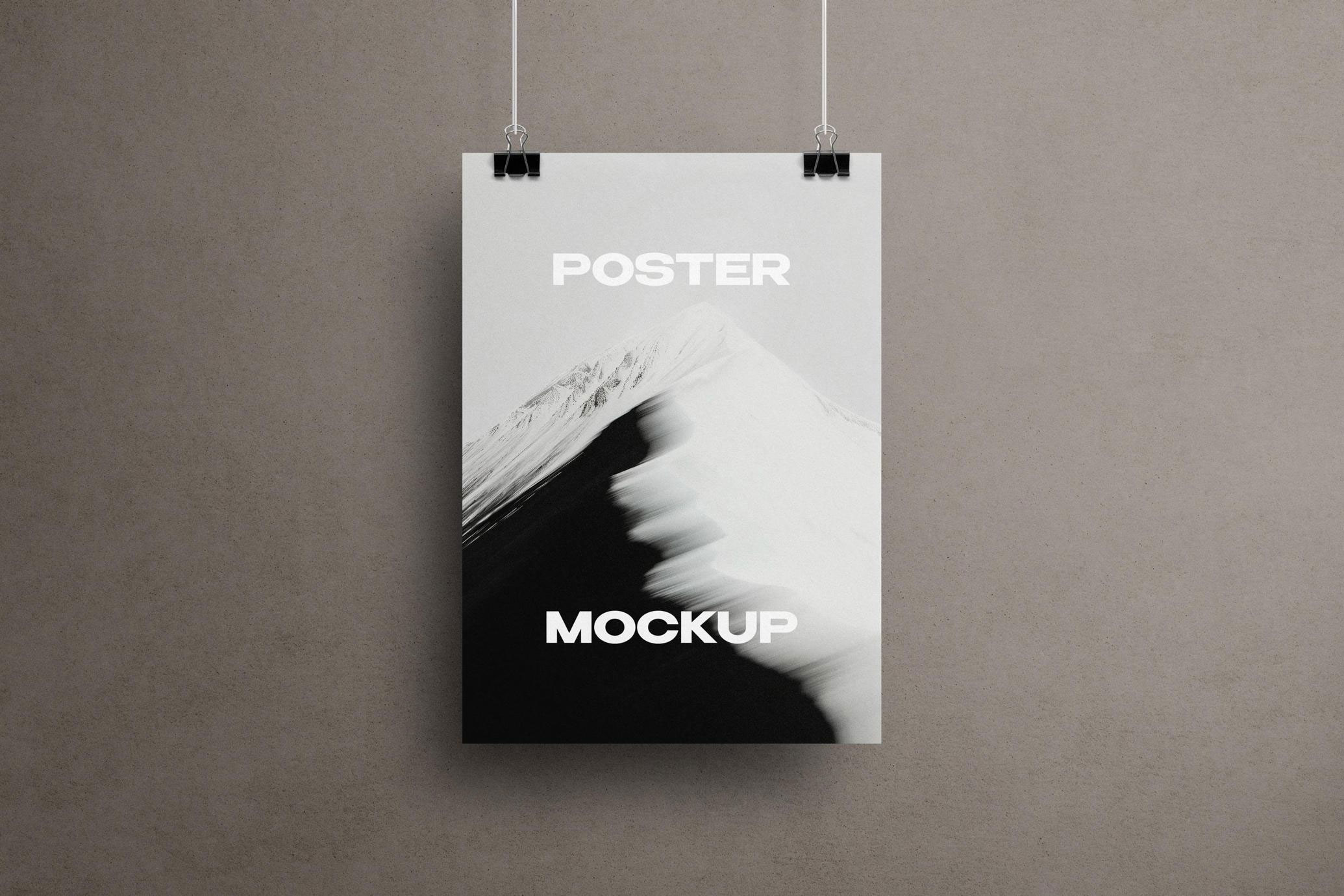 Free Vertical Clipped Poster Mockup PSD Template
