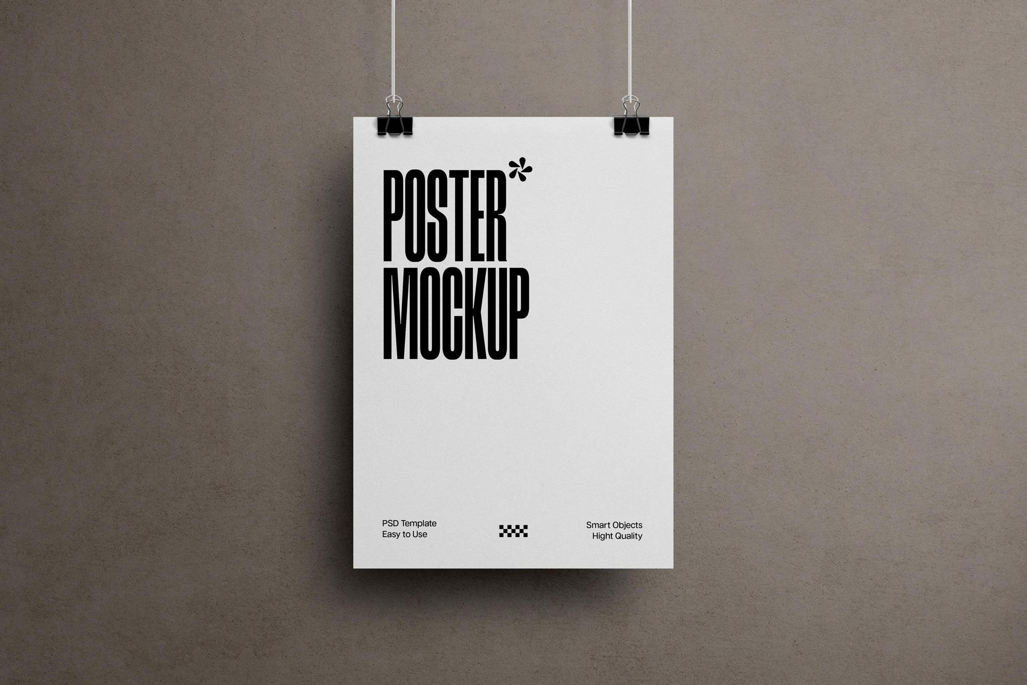 Free Vertical Clipped Poster Mockup PSD Template