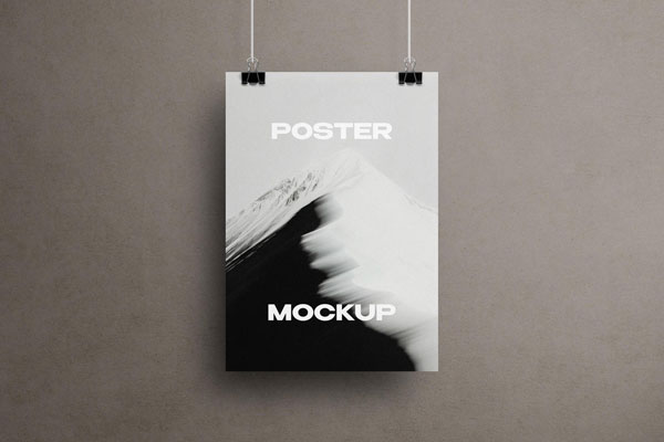 Free Vertical Clipped Poster Mockup PSD Template