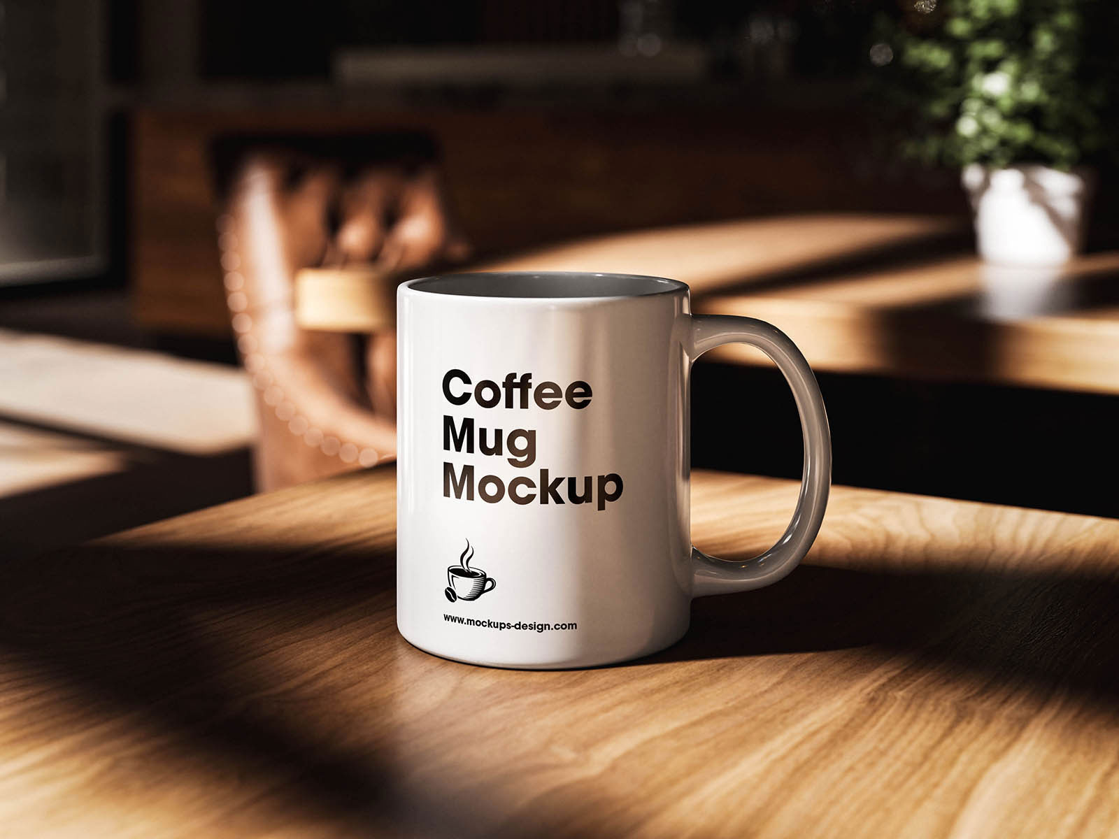 Free Warm Cafe Mug Mockup PSD Template