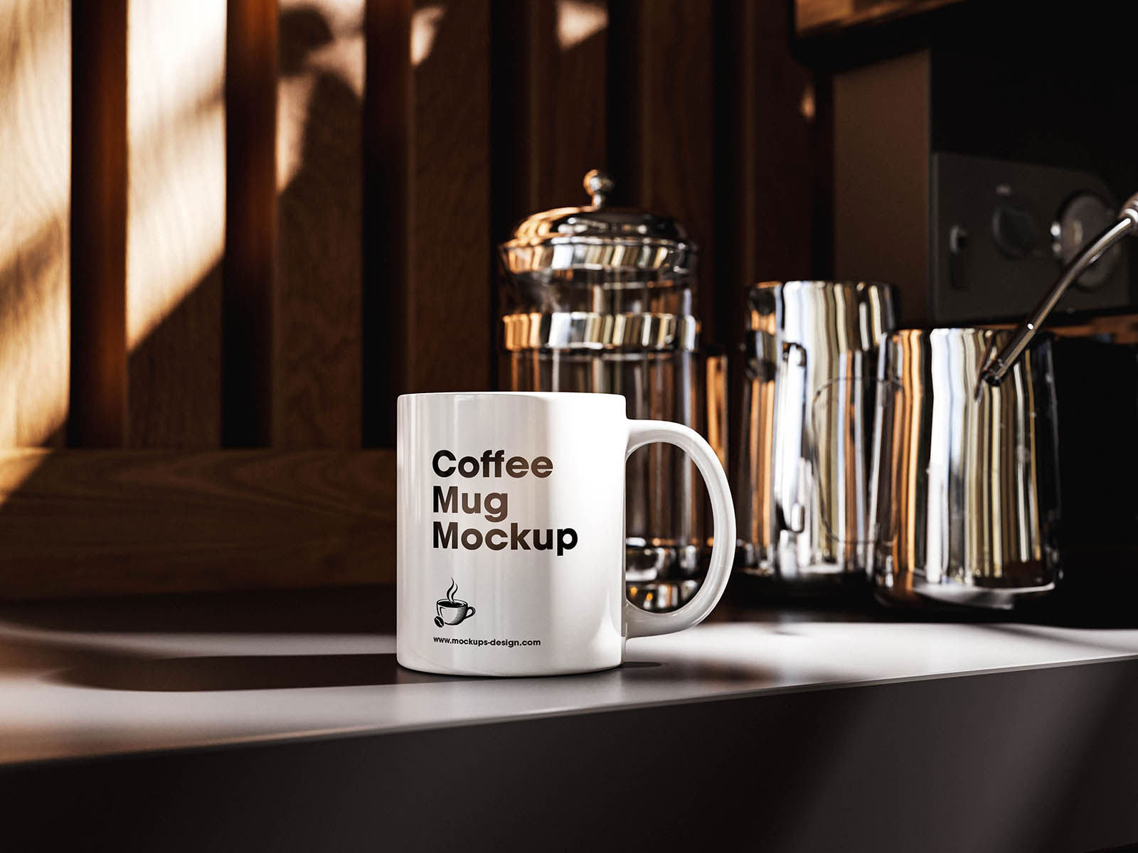 Free Warm Cafe Mug Mockup PSD Template