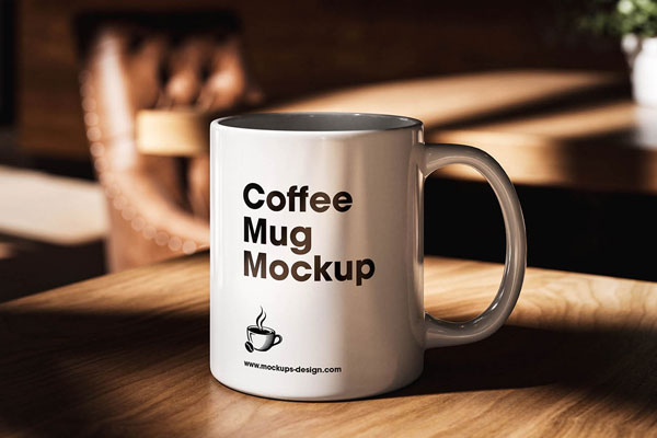 Free Warm Cafe Mug Mockup PSD Template