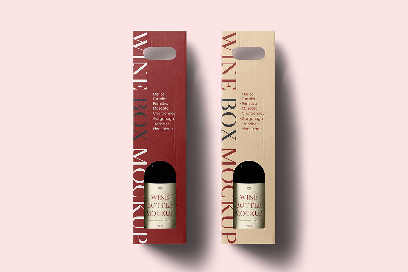 Free Wine Bottle Packaging Mockups PSD Template