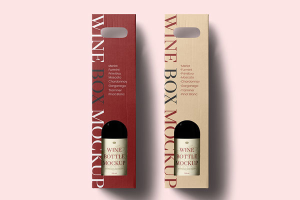 Free Wine Bottle Packaging Mockups PSD Template