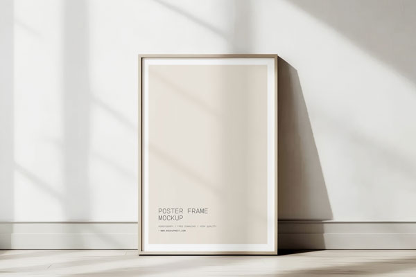 Free Wooden Poster Frame Mockup PSD Template