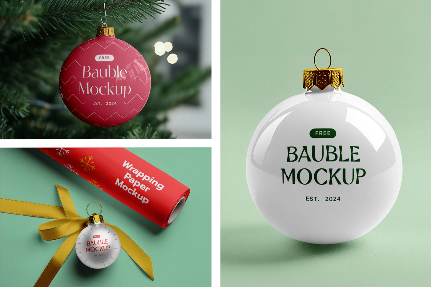 Free Xmas Bouble Mockups PSD Template