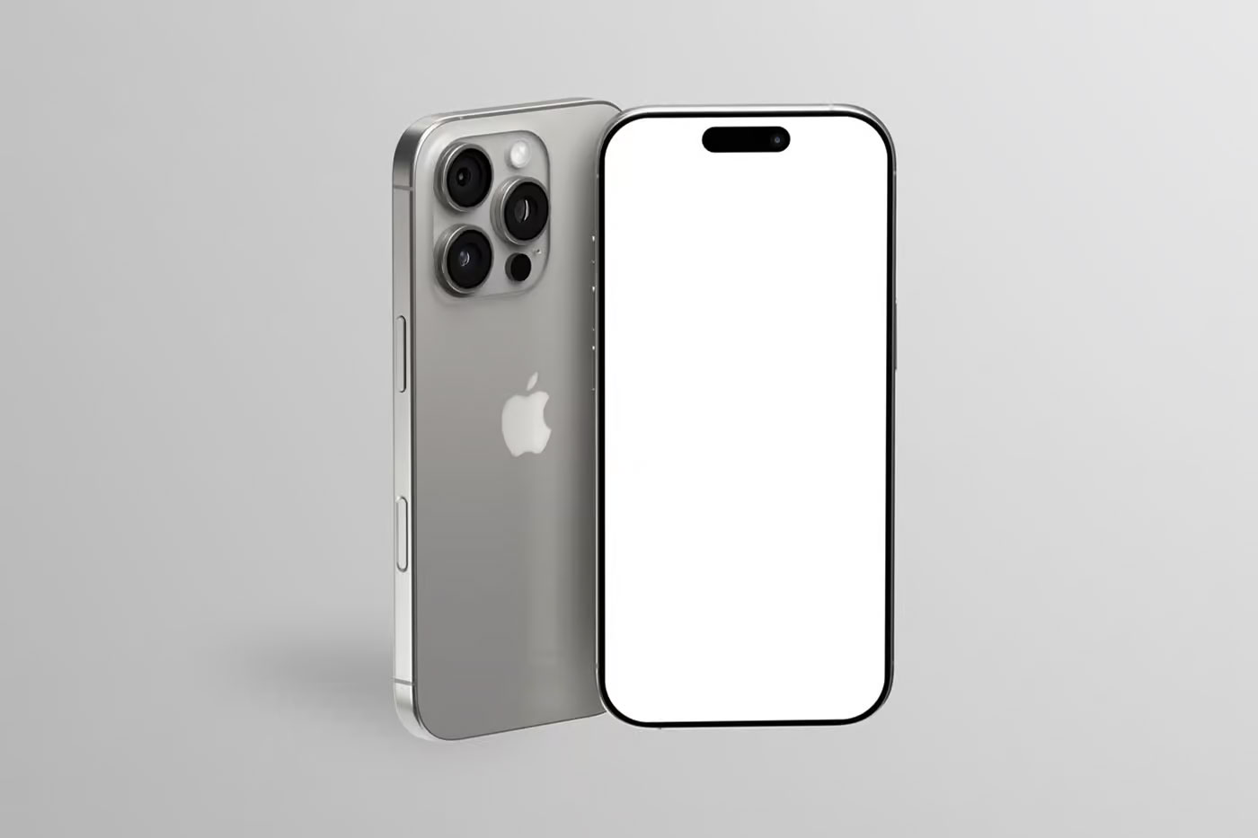 Free 2 Standing iPhone 16 Pro Mockups PSD Template