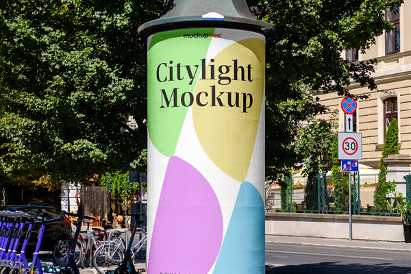 Free Advertising Column Mockup PSD Template