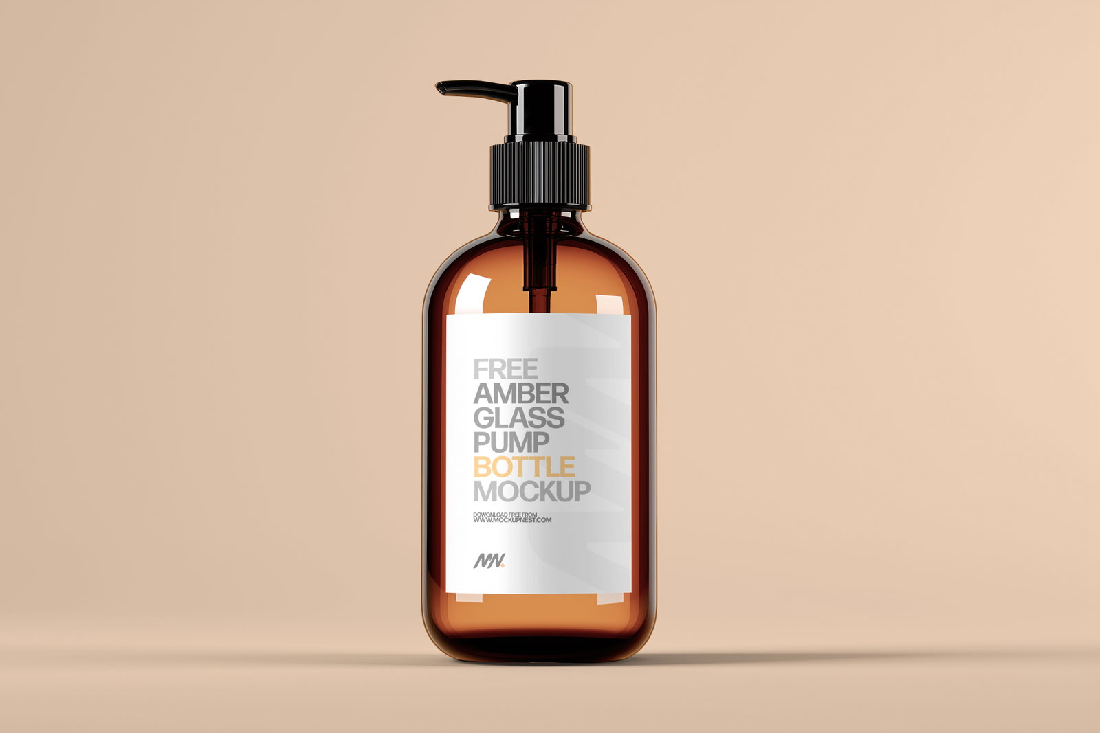 Free Amber Pump Bottle Mockup PSD Template