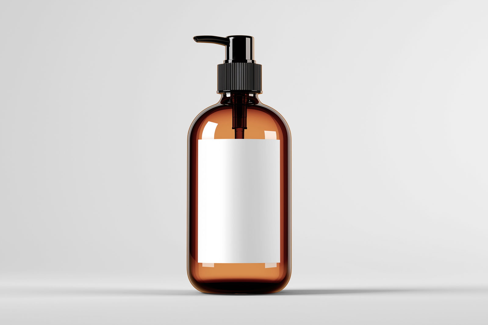 Free Amber Pump Bottle Mockup PSD Template
