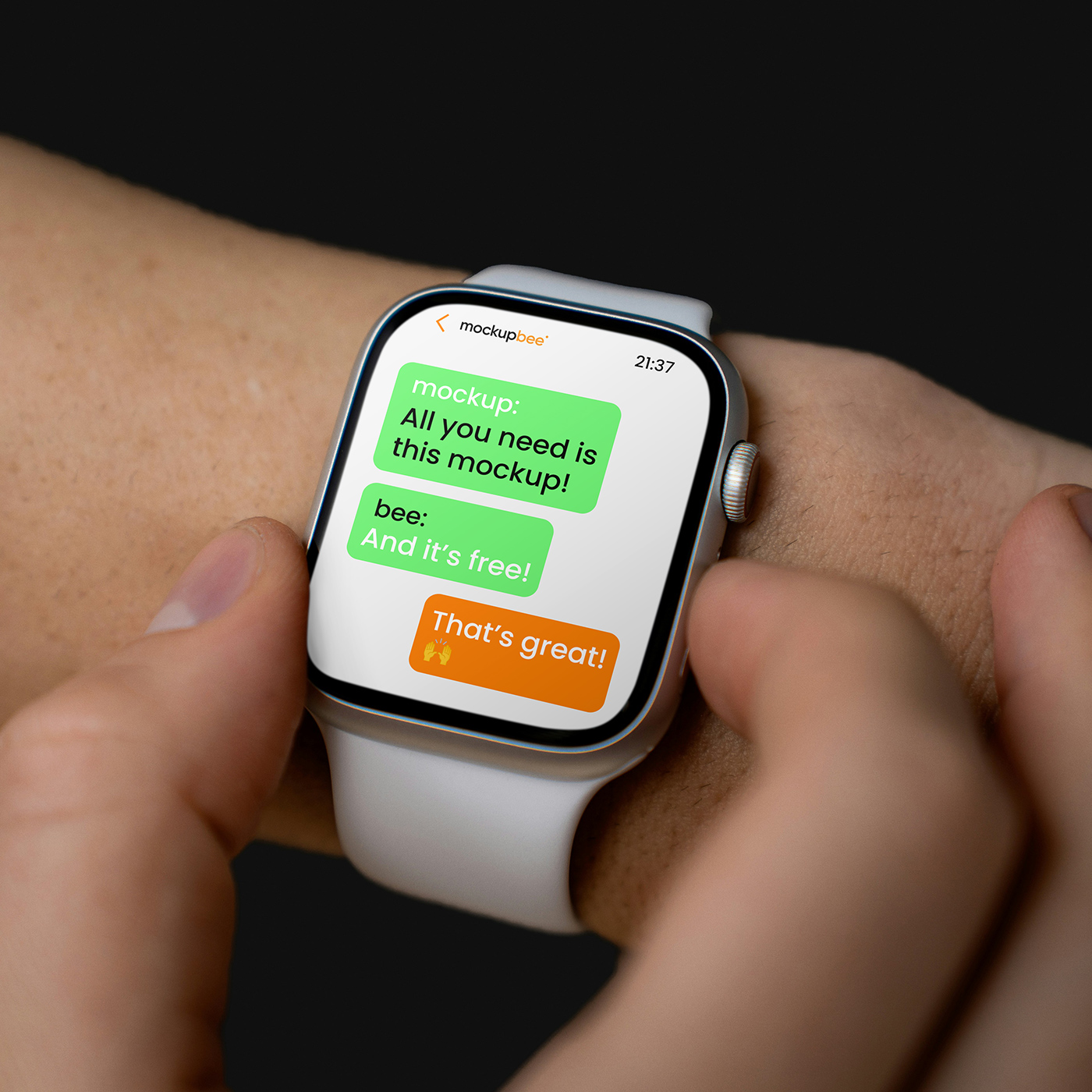 Free Apple Watch on White Belt Mockup PSD Template