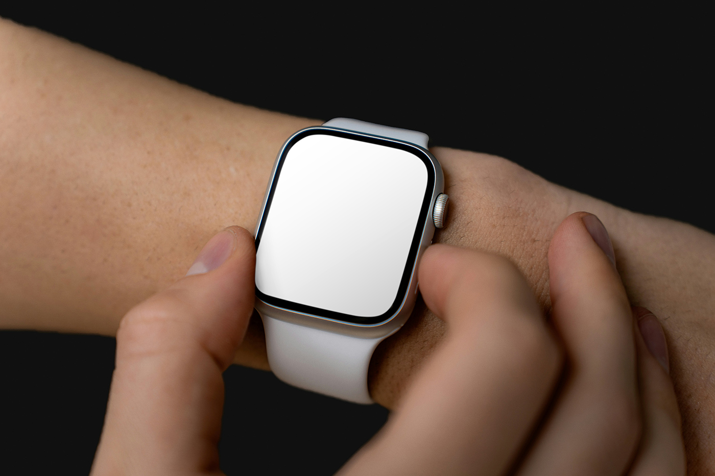 Free Apple Watch on White Belt Mockup PSD Template