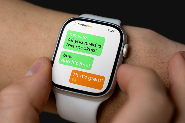 Free Apple Watch on White Belt Mockup PSD Template